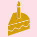 yellow birthday cake slice with a candle on top